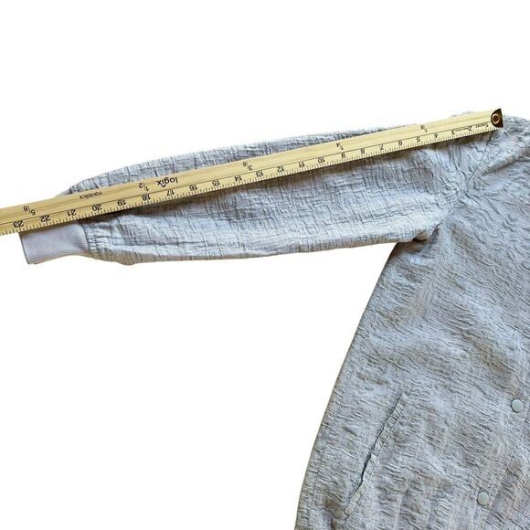 ALL SAINTS PAYTON Bomber Jacket Embossed Gray Snap Sz 2 lightweight Italian - Picture 8 of 11